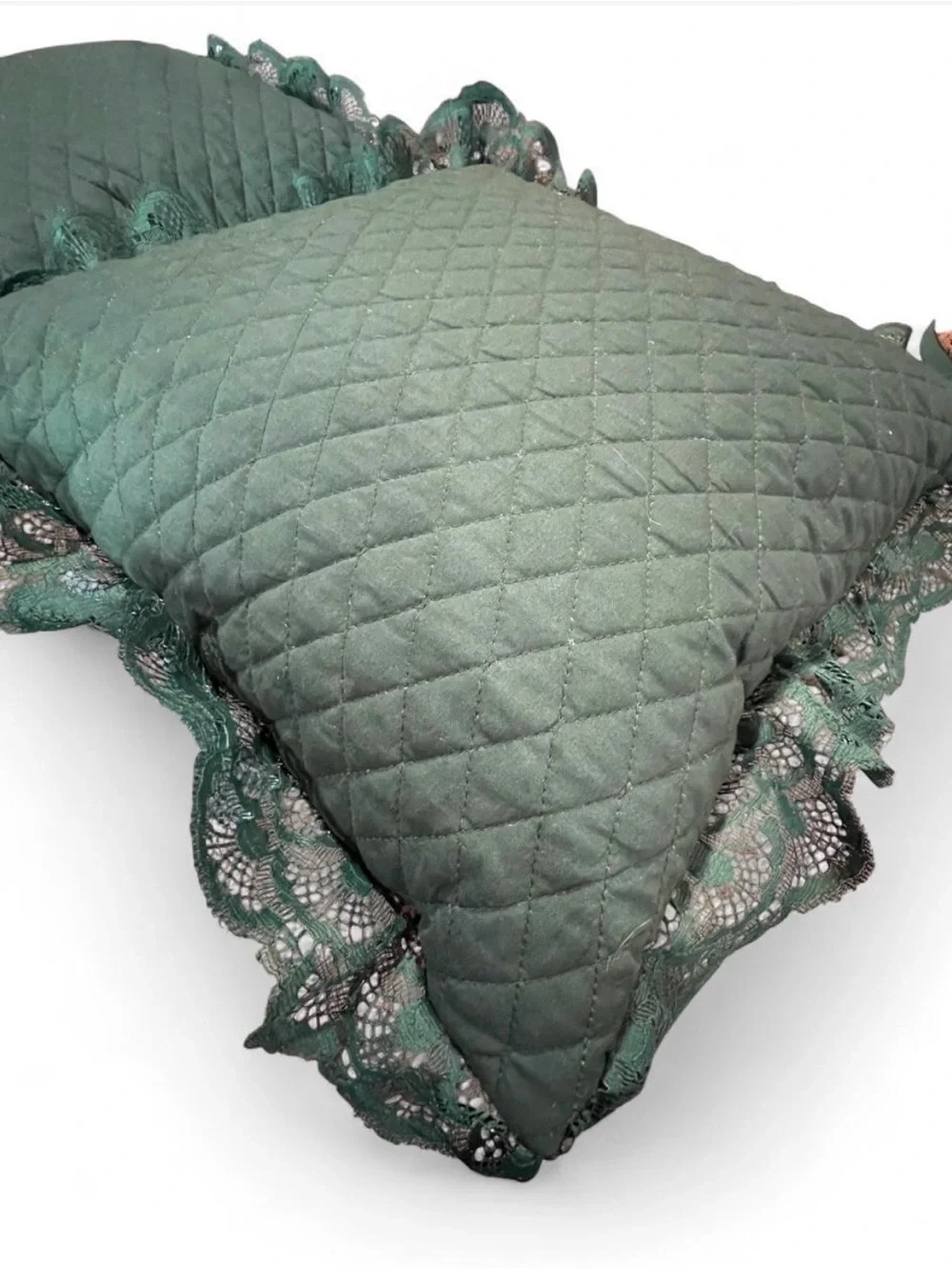 Patchwork Floral Throw Pillow Pair - Green and Red